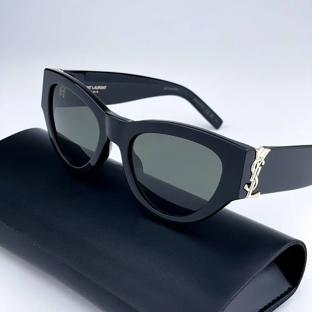 NEW Saint Laurent SLM94 001 Black Grey Cat Eye Women Sunglasses - Picture 13 of 17